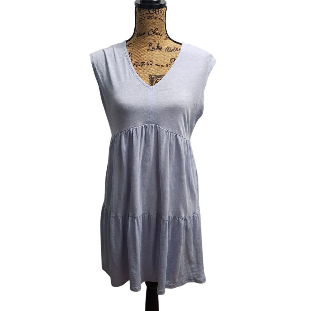 Social Standard by Sanctuary Tiered Dress Casual V-Neck Sleeveless‎ Blue M/M